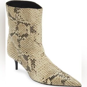 SCHUTZ Cream and Black Ankle Booties with Snakeskin Print